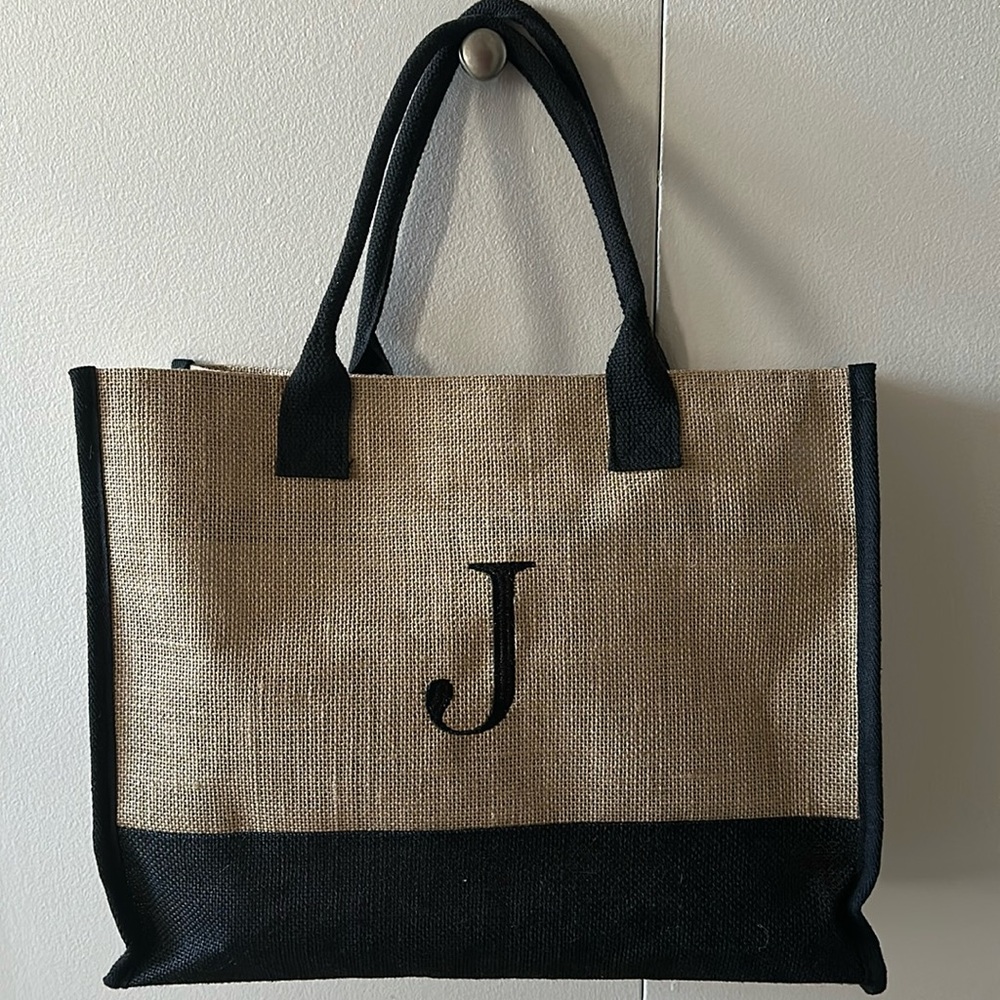 Burlap Bag with J Initial